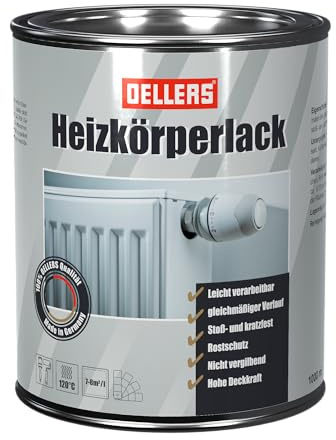 OELLERS At Work Heizkörperlack, 1 Liter - RAL 7001 Silbergrau, temperaturbeständig bis 120°C, für Heizkörper und Metall