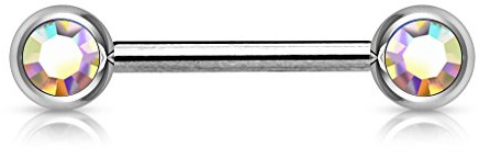 Paula & Fritz® Brustwarzen-Piercing 12mm 14mm 16mm lang Brustpiercing Intimpiercing Nippelpiercing Hantel Barbell Zirkonia