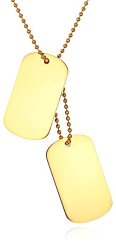 JewelryWe Schmuck Herren Dog Tag Halskette mit Kostenloser Gravur, Edelstahl 2 Hochglanz Poliert Erkennungsmarken Dog Tags Anhänger mit 60cm Kette, Silber/Schwarz/Gold