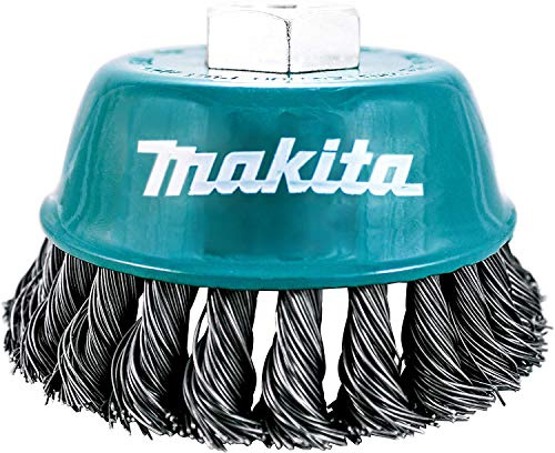 Makita 1 cepillo de alambre anudado de 4 pulgadas para amoladoras, acondicionamiento resistente para metal, 4 x 5/8 pulgadas | 11 UNC
