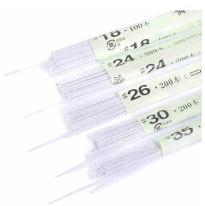 Artipistilos® Alambre Floral Japonés Forrado con Papel De Papiro Trenzado Blanco 36 Cm X 100/200 Varillas - 0,27 Mm, Blanco - Alambre Forrado