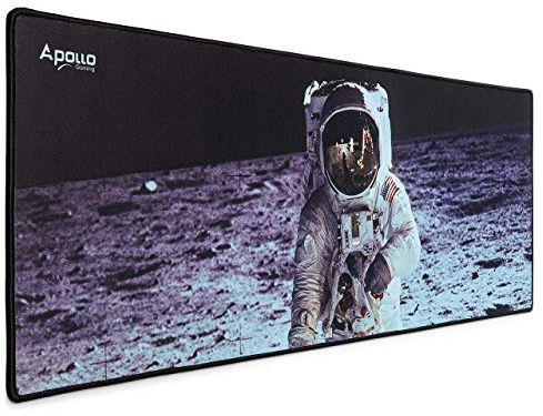 Apollo Gaming utökad musmatta, stor NASA astronaut rymddesign mikrofiber musmatta, (31,5 × 11,8), stor XXL utökad skrivbordsmatta. Långt datortangentbord musmatta för kontor/spel/hem