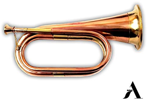 AnNafi Signalhorn aus massivem Kupfer und Messing, US-Militär-Kavallerie, Musikinstrument, klassischer Stil, Pfadfinderhupe, Armee, Militär, Angriffskrieg, Kommando-Signalhorn