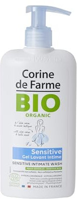 Corine de Farme - Gel Íntimo Sensitive 250ml para Mujer - Certificado Ecológico ECOCERT COSMOS Organic - Higiene Íntima para Piel Sensible - Flor de Almendro y Aloe Vera - Sin Jabón