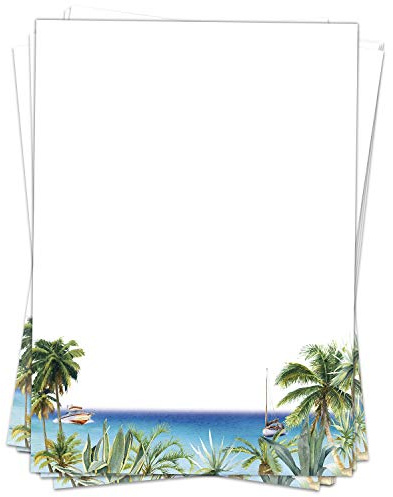 50 Blatt Briefpapier (A4) | Palm Beach Sommer | Motivpapier | edles Design Papier | beidseitig bedruckt | Bastelpapier | 90 g/m²