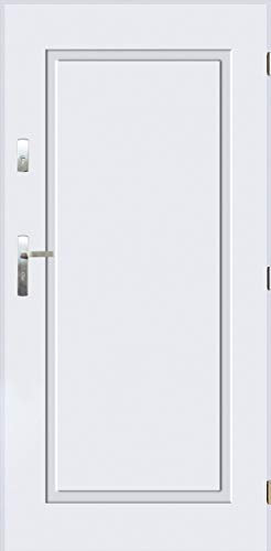 Tür Warme Stahltür Außentür Wohnungseingangstür Pantor FLAMENCO 80 90 4 Farbe (Weiß, [90] 990 x 2065 mit einem Türrahmen Links)