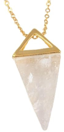 Naturlig pärla sten pendelhalsband kristallkvarts sten dowsing pyramid hänge halsband kvinnor män chakra smycken-klar kristall GULD