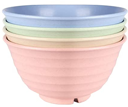 KWLINKAL Unbreakable Plastic Bowls Large 950ML Dinner Set of 4, Lightweight Microwave & Dishwasher Usable,Bowls for Rice, Salad, Pasta, Noodles, Soup Bowls