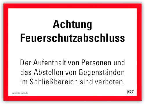Aufkleber Hinweis + Text „Achtung Feuerschutzabschluss“ Brandschutz Feuerwehr Sticker Folie nach DIN 4066 | 14x20cm Made in Germany