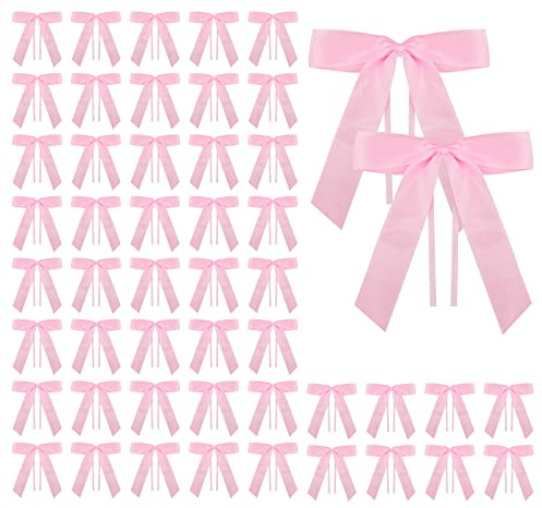 Andiker 50 pezzi fiocchi di nastro di raso fiocchi di nastro per confezioni regalo fai da te, compleanno, Natale, matrimoni, bouquet di ornamento, fabbricazione di carte, ornamenti da cucito (rosa)