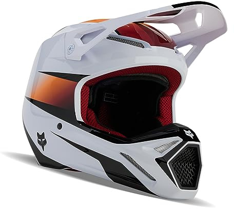 Fox Racing Unisex V1 Motocross Dirt Bike Helmet, White/Black, XX-Large