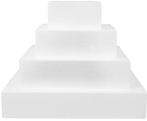Mehrstöckige Torten Rechteckige Styroporscheiben 4PCS-Schaumkuchenmodell Kubikmodell Backkuchenmodell Kuchen Model Torte Styrene Platten