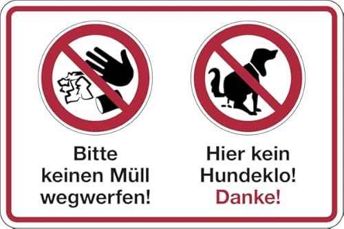 Dreifke® Verbotsschild, Keinen Müll wegwerfen, Kein Hundeklo, 200 x 300 mm, Aluminiumverbund, Aluverbund 1 Stk.