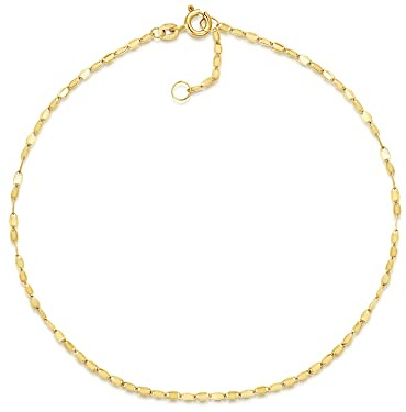 Fußkette Plättchen Breite 1,9mm | aus echt 585 Gold | hochglanzpolierte Fußkette | Echtgold mit Federringverschluß