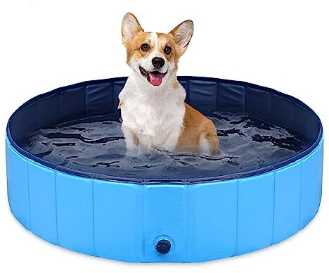 FBDSUFH Dog Pool for Small Dogs, Foldable Rectangular Splash Pool, Blue, 80 x 20 cm, Non-Slip, Portable, Suitable for Small Pets, Cats, Children (All Ages)