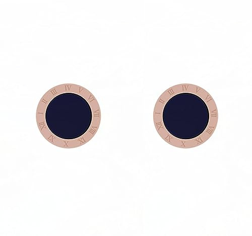OdDdot Números Romanos clásicos Titanio Acero Oro Rosa Plata Negro Pendientes Redondos Lujo Ligero para Mujeres Joyería de Moda Regalo de Fiesta