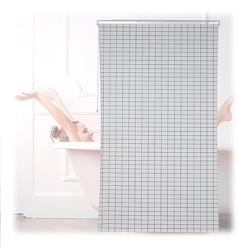 Relaxdays Duschrollo, semitransparenter PVC Badvorhang, Badewanne u. Dusche, 140 x 240 cm, wasserabweisend, weiß/schwarz
