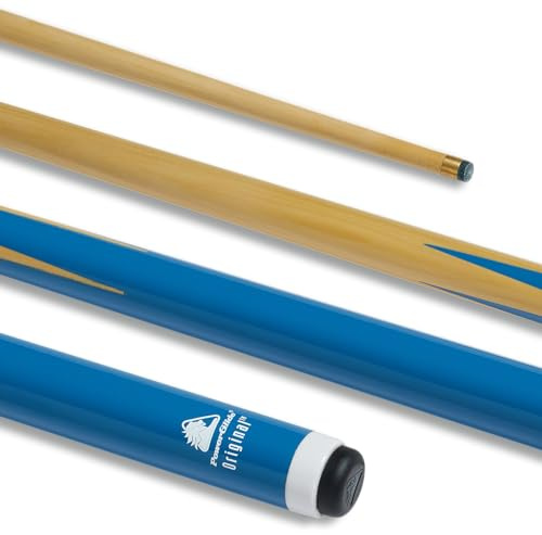 PowerGlide Snooker pool eller biljardköpinne | original 1-del | poppelaxel med målad rumpa | juniorlängd 122 cm | 10 mm spets | blå