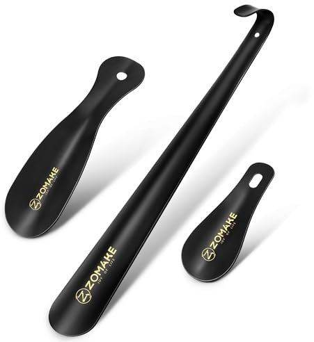 ZOMAKE Shoe Horn Long Handle for Seniors Men Women,Metal Long Shoehorn Boot Horn 16.5,Travel Small Shoe Spoon Helper for Kids 7.5&3.9