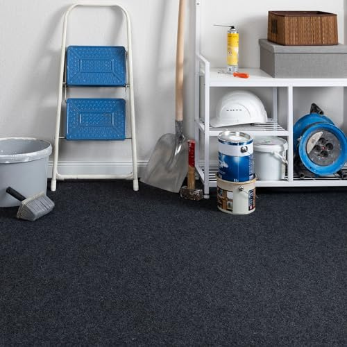 Steffensmeier Teppichboden Nadelfilz Paris | Meterware Rollenware Bodenbelag 3 mm für Abstellkammer Dachboden Hobbyraum | Anthrazit, Größe: 400x600 cm