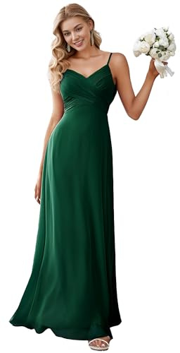 Ever-Pretty Women's Spaghetti Straps Evening Gown V-Neck A-Line Sleeveless Chiffon Backless Maxi Bridesmaid Dresses ES80026