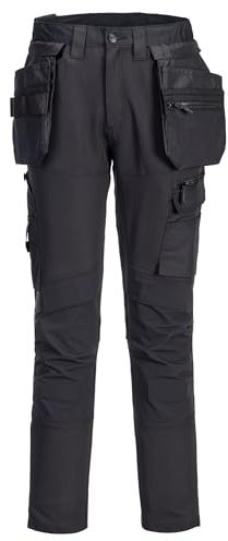 Portwest DX456 DX4 Craft Detachable Holster Work Trousers with Titanmill Pro Four Way Stretch Fabric, Zip Off Holster Pockets, Pre Bent Top Loading Knee Pad Pockets, Twelve Secure Utility Pockets and