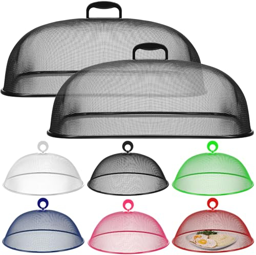 Hicarer 8-teiliges Metallgitter-Abdeckgitter für den Außenbereich, Set mit 2 extra großen 47 cm Netz-Lebensmittelzelten für den Außenbereich, 6 Stück 27,9 cm große Kuppel,