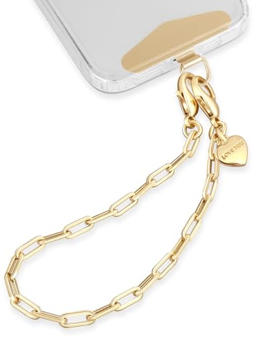 ROCONTRIP Phone Wrist Strap, Metal Mobile Phone Lanyard for Women Girls, Metal Chain with Tether Tab Wrist Strap for iPhone