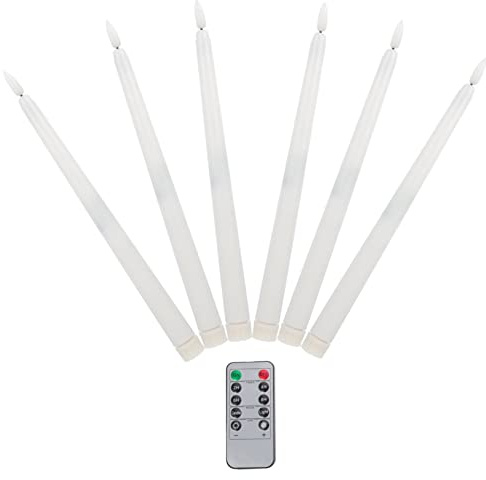 KITANDOVE 6pezzi Candela Elettrica Conica Senza Con Telecomando Decorazione Natalizia e Matrimonio Luce Calda Cera Sicura e Affidabile Per Casa e Ristoranti