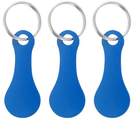 PATIKIL 3Pz Portachiavi per Gettone Carrello Spesa 2.2 Pollici Blu | Acciaio Inossidabile, Sblocco Chiave Rimuovi Carrello Chiave, per Carrello Spesa