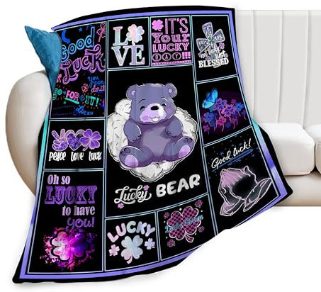 yomeeaaaa Decke mit Bärenmotiv für Mädchen und Jungen, niedlicher Bär, Decke für Couch, Sofa, Bett, weiches warmes Flanell-Fleece für Kinder und Erwachsene, 127 x 152,4 cm