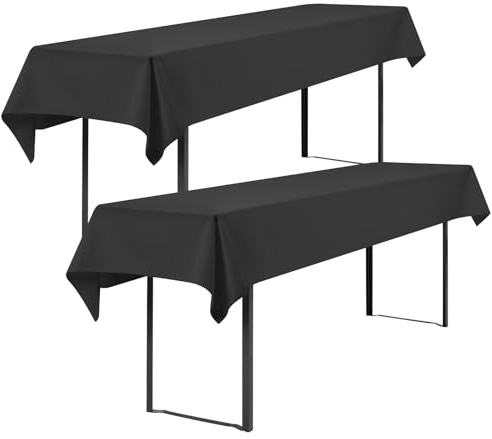 Showgeous Bier-Tischdecken 2er-Pack Dunkelgrau 100x250cm | für 50-cm- und 70-cm-Biertische,rechteckige Tischdecken,waschbar,100% Polyester,Blickdichte,Anti-Falten