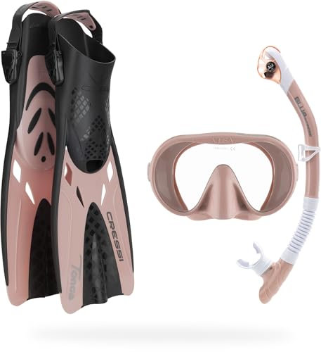 CRESSI Musa Explorer Set Rose Gold S/M - Set Maschera, Pinne, Snorkel per Adulti, Rosa Oro S/M