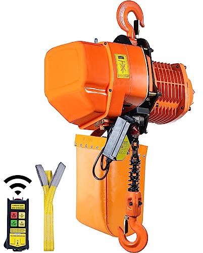 VEVOR Polipasto Eléctrico de Cadena 3,5 kW Capacidad de Carga 1996kg Altura Máxima de Elevación 6m Grúa Aérea Trifásica con Cadena G100 Control Remoto Inalámbrico de 100 m para Garaje, Taller, Hotel