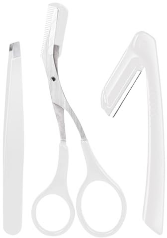 Honhoha Augenbrauen-Pflegeschere, Augenbrauen Trimmer-Schere, 3 Teile/satz Gesichtshaarentfernungswerkzeug, Professionelle, tragbare, rutschfeste Edelstahl-Augenbrauenpflegeschere für Männer und