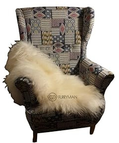 Pelle di pecora naturale, 120 x 60 cm, senza cromo, coperta in pelle di pecora bianca e colorata, copriletti e decorazioni per divano, poltrona o pavimento - pelle di pecora (bianco islandese)