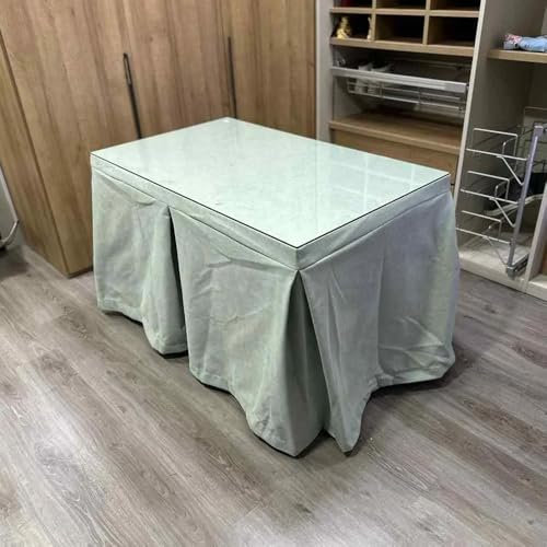 Genérico Ropa de Mesa Camilla Antimanchas Aterciopelada Triplegrueso - Color Verde Pastel - Medida 120 x 70 cm - Falda Mesa Camilla, Enaguillas, Enaguas, Ropa Chenilla