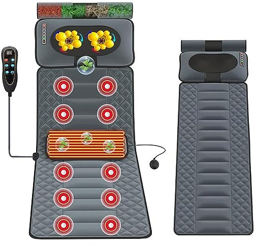 SJHDHDA Helkroppsmassagematta med värme 20 nackmassagehuvuden, fotmassager hela kroppen vibration massagedyna 9 växelmassage-/3 tidlägen shiatsu massagekudde WX(A) lärt sig omfattande