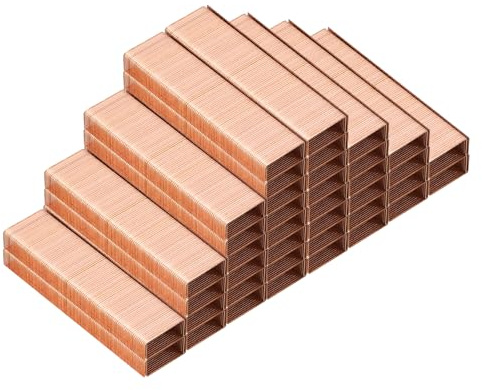 PATIKIL 26/6 Standard Staples, 10 Pack 10000pcs 1/4 Leg Length Flat Clinch Chisel Point Staples Jam-Free for Desk Stapler Office Desktop Home Supplies, Rose Gold