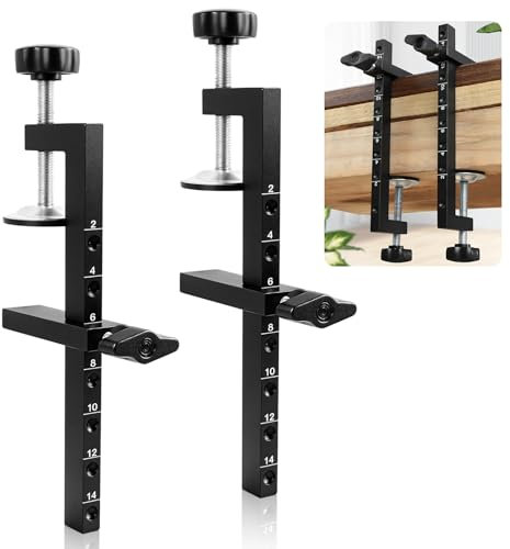 Jellybibo 2 Stück G klemme, Schraubzwingen, Steigerung Klemmbereich 10-140 mm Tischklemme mit übersichtlicher Skalenanzeige, erstellbaren Schraubzwingen Groß Light Duty aus Stahl