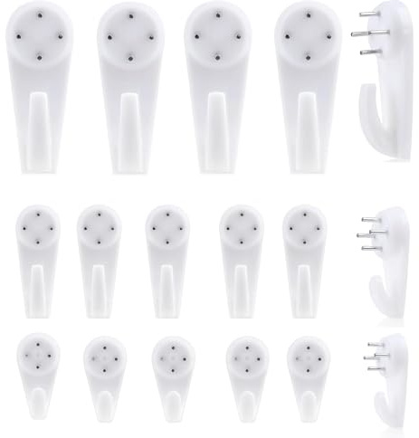 60pcs Non-Trace Picture Hooks for Hard Wall, Picture Hanging Kit for Picture Frame Fixing, Picture Hanger Hook for Plasterboard Walls Drywall Concrete Wall