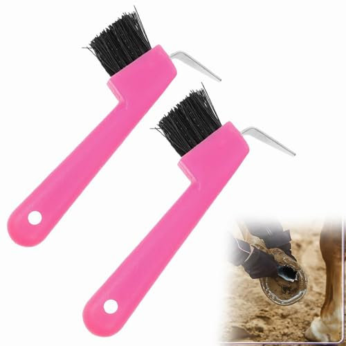 Hufkratzer für Pferde Esel Ziegen Huf, Hufkratzer für Pferde, Hufkratzer Pferdekopf Hufauskratzer mit Bürste, Hufkratzer Antirutschgriff Pferd Grooming Tools, für Saubere Hufe zur Hufpflege, 2PCS