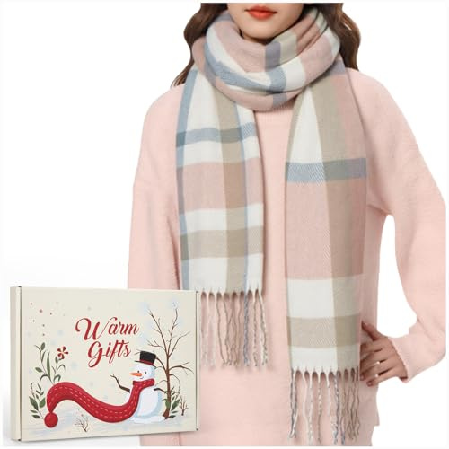 Echarpe Femme Hiver Cachemire Britannique Couverture Chaude Châle en Cachemire Foulard Carreaux , Cadeau de Père Noël Secret pour Femme Coffret D'echarpe Cadeaux pour Maman Grand-Mère Sœur (en Boîte)