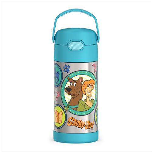 THERMOS FUNTAINER Water Bottle with Straw - 12 Ounce - Kids Stainless Steel Vacuum Insulated Water Bottle with Lid, Scooby-Doo