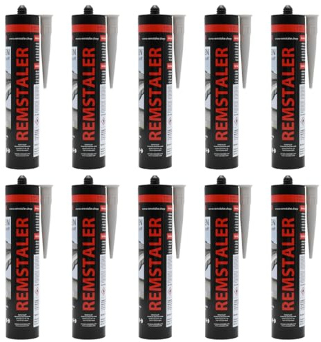 10x Remstaler BITUMEN DICHTSTOFF | 300ml | Dach Reparaturmasse | Witterungsbeständig | Faserverstärkt | Bitumen Dichtmasse (10 Stk.)
