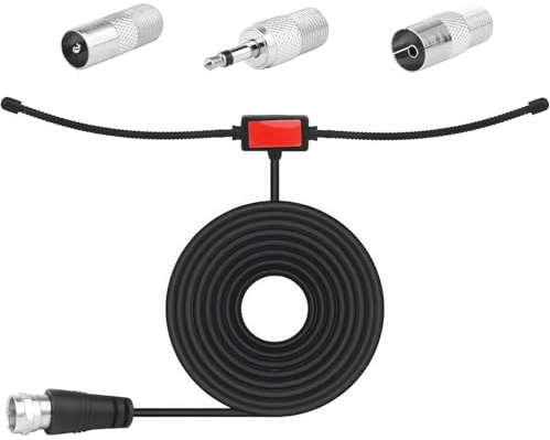 FM DAB Radio Antenne 75 Ohm FM Dipolantenne Mit F typ stecker＋3 Adaptern für UKW/FM-Empfang, Stereoanlage, AV-Empfänger Stereo-Verstärker HiFi-Receiver, Kabellänge 3M
