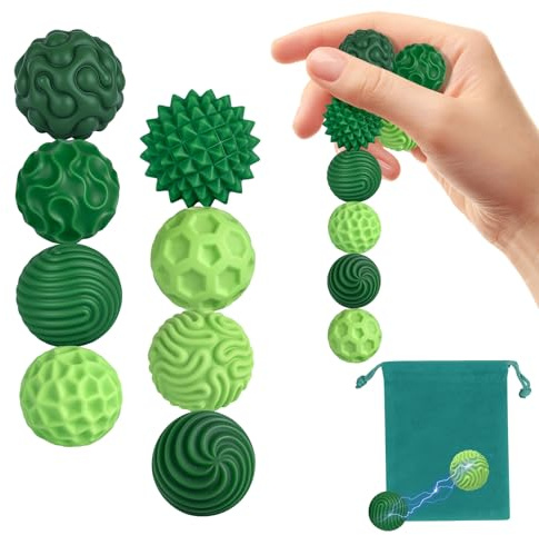 Zingbee 8 Stück Magnetische Fidget Toys, Silikon Magnetkugeln Anti-Stress Bälle, Sensorik Spielzeug für Erwachsene und Kinder, Sensorische Magnetische Kugeln Set, Stressabbau und Entspannung（Grün）