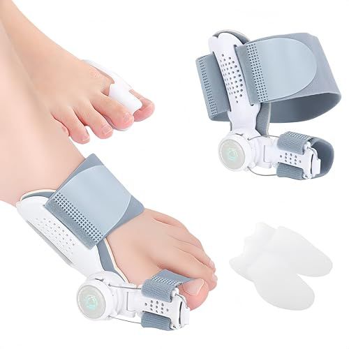 Hallux Valgus korrigering, uppgradering justerbar hallux valgus skena och 2 tåspridare silikon för vinkelkorrigering, minskar hallux valgus belastning – bunion Corrector för dag och natt unisex