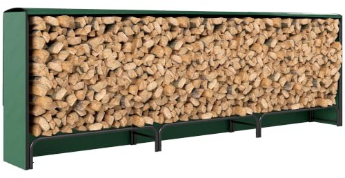 Outsunny Legnaia da Esterno in Metallo, Portalegna da Esterno con Copertura Impermeabile, Struttura Regolabile, Porta Legna Rialzato, 1m³, 300x36x99 cm, Nero e Verde Scuro