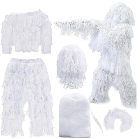 Winter-Tarnanzug für Schnee | Ghillie Overall für Operationen (185 190 cm)